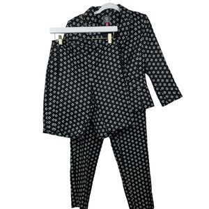 VINCE CAMUTO 3 Piece Diamond Jacquard Cropped Blazer Jacket, Pant & Shorts Sze 6